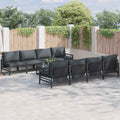 Garden Sofa Set With Cushion 9 Pcs Black Steel