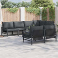 Garden Sofa Set With Cushion 7 Pcs Black Steel