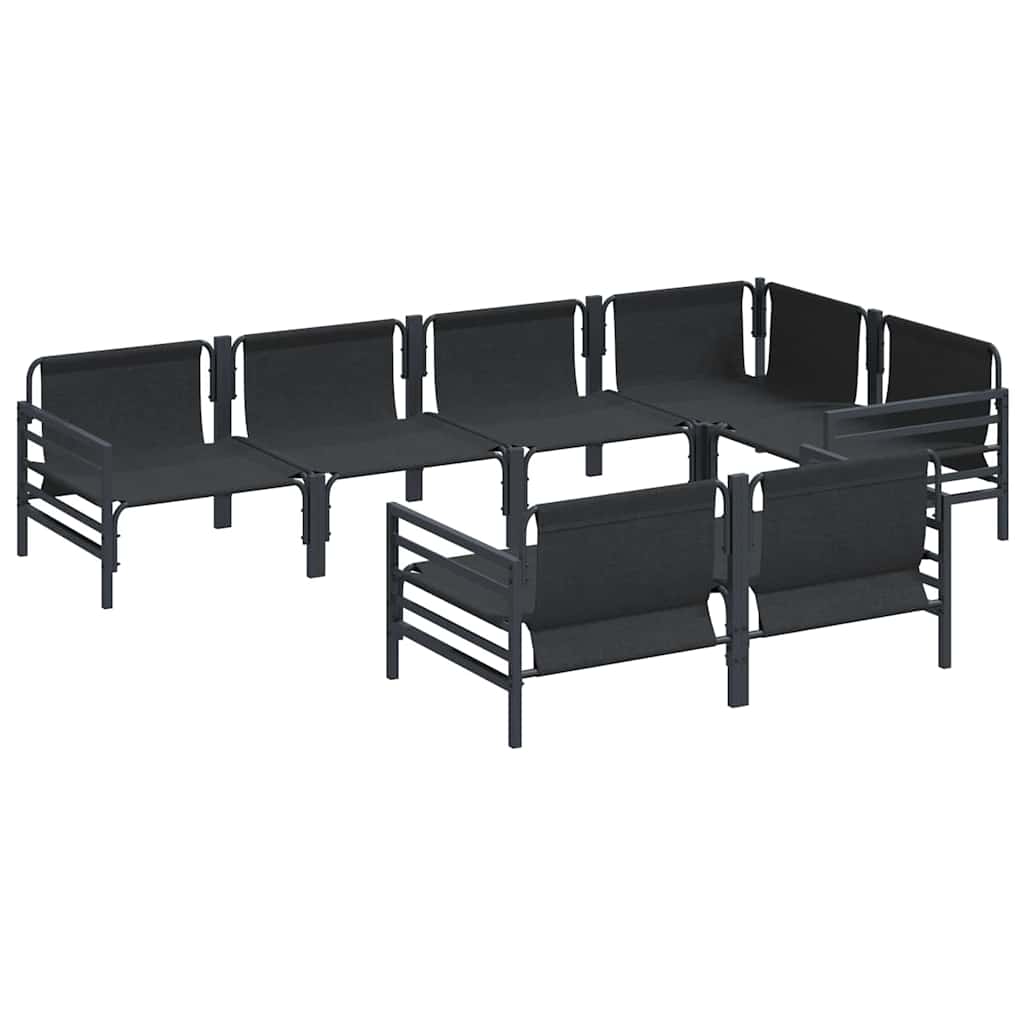 Outdoor Furniture Set 7 Piece Garden Sofa Black Steel Patio Lounge Cushions 80 c