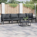Garden Sofa Set With Cushion 5 Pcs Black Steel