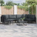 Outdoor Furniture Set 7 Piece Garden Sofa Black Steel Patio Cushions Without Tab