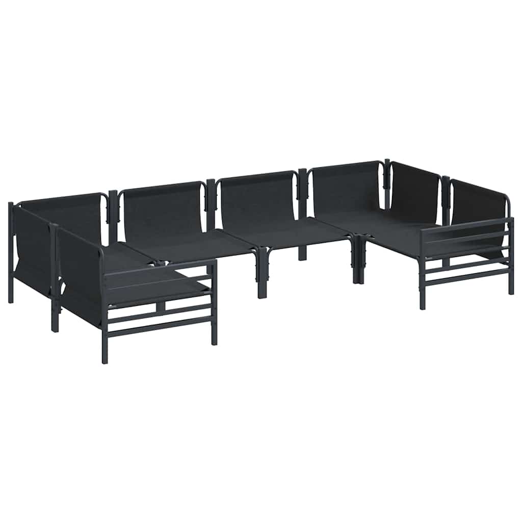 Outdoor Furniture Set 7 Piece Garden Sofa Black Steel Patio Cushions Without Tab