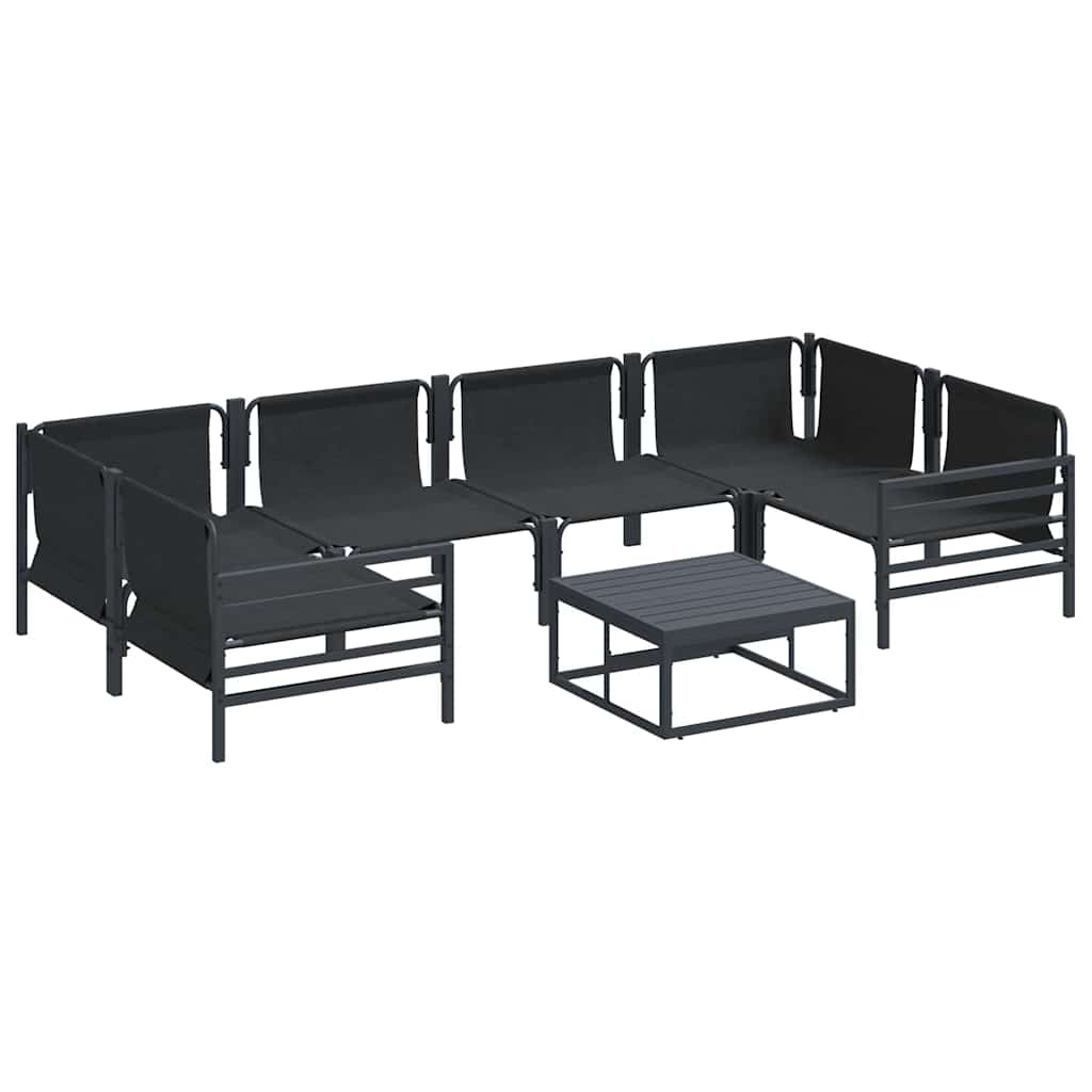 Outdoor Furniture Set 7 Piece Garden Sofa Black Steel Patio Cushions Without Tab