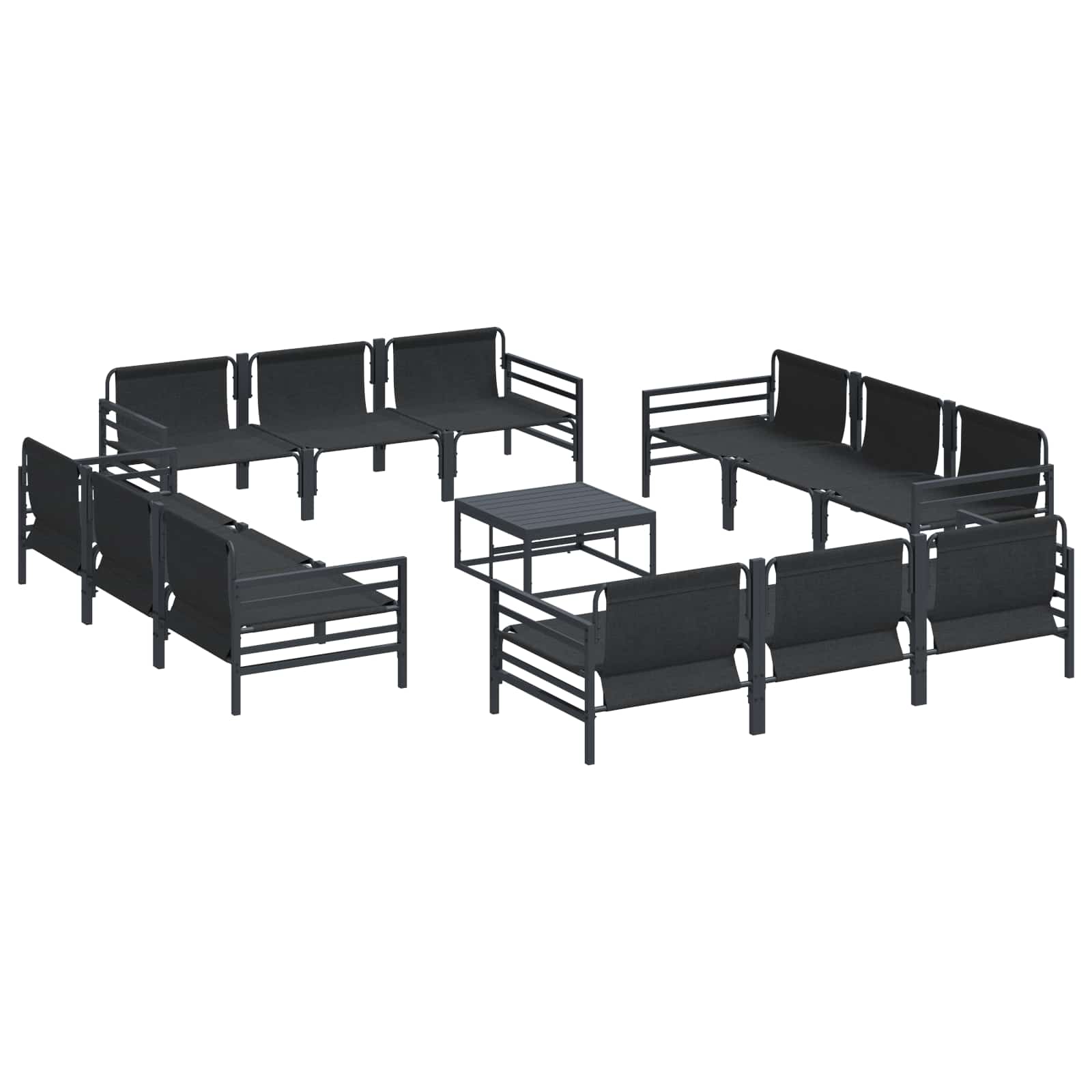 Garden Sofa Set With Cushion 13 Pcs Black Steel
