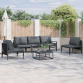 Garden Sofa Set With Cushion 6 Pcs Black Steel