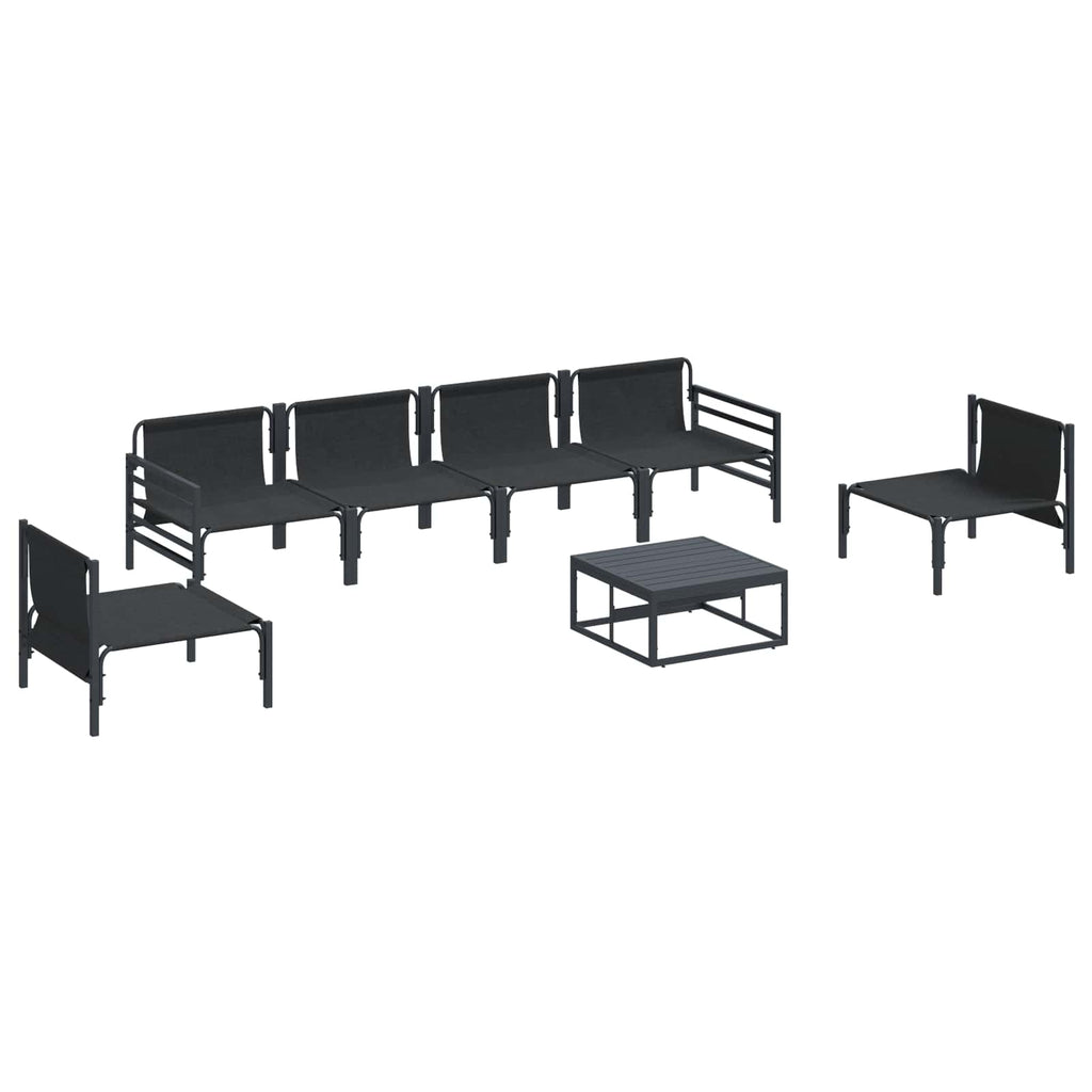 Garden Sofa Set With Cushion 7 Pcs Black Steel