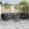 Garden Sofa Set With Cushion 7 Pcs Black Steel