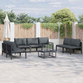 Garden Sofa Set With Cushion 8 Pcs Black Steel 2
