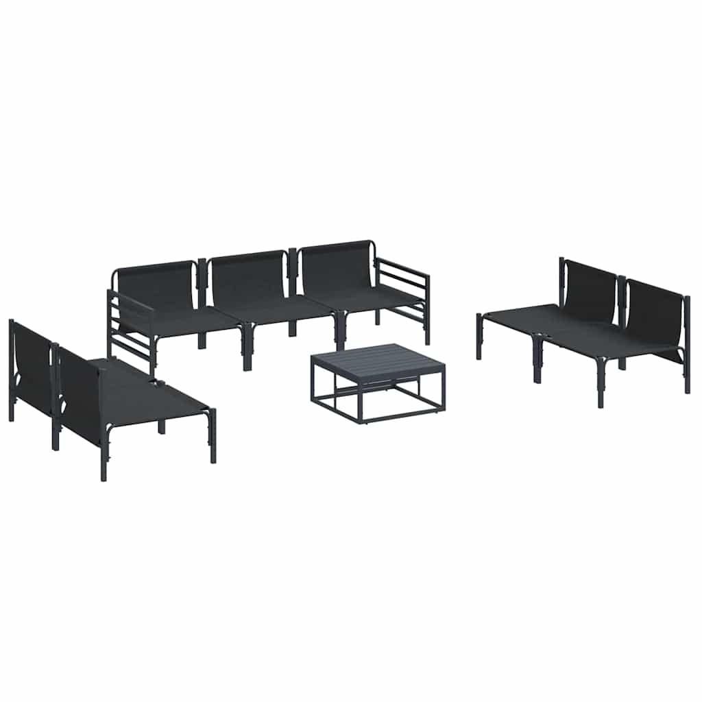 Garden Sofa Set With Cushion 8 Pcs Black Steel 2