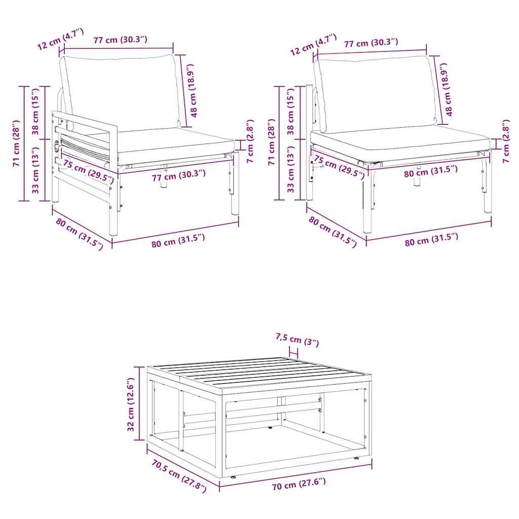 Garden Sofa Set With Cushion 8 Pcs Black Steel 2