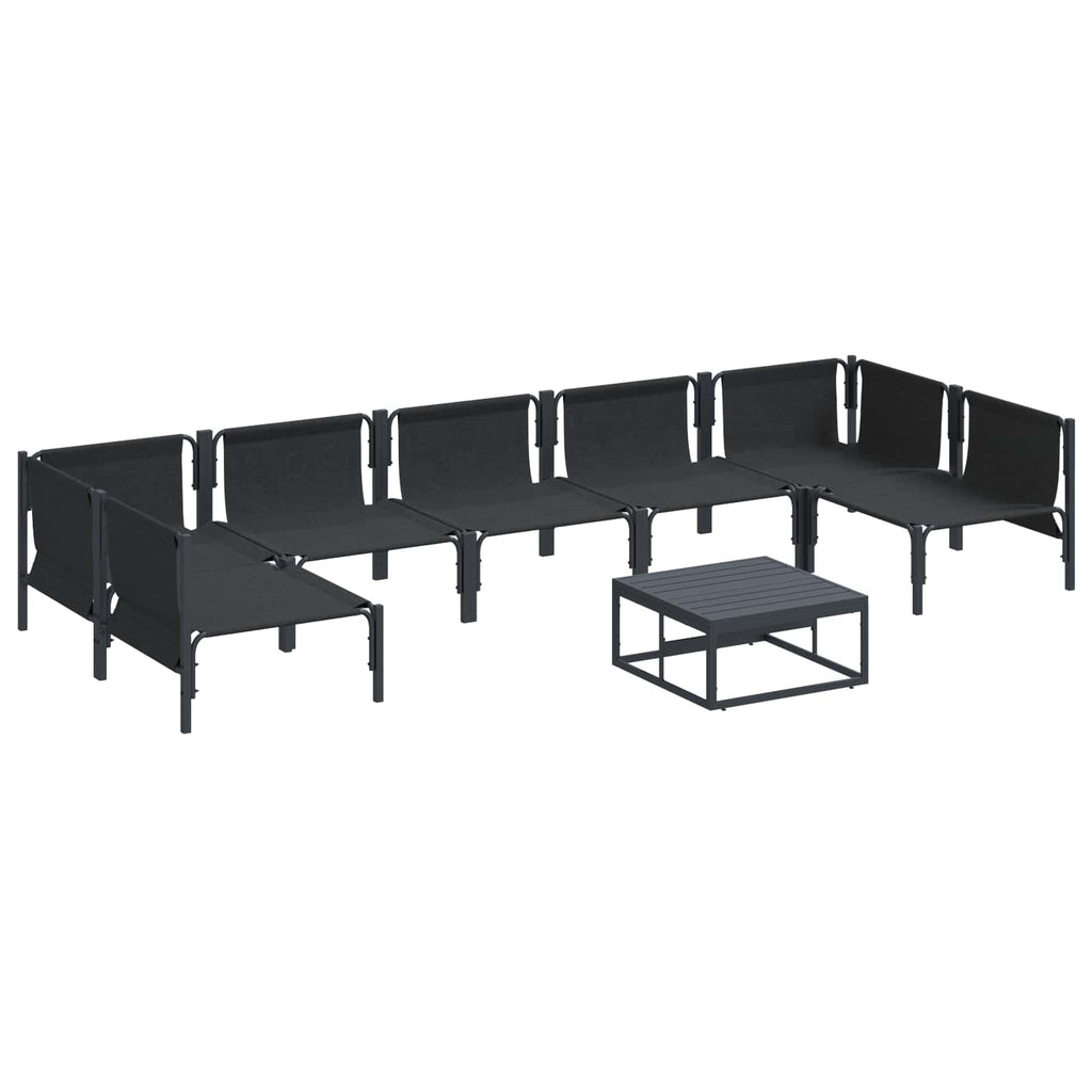 Garden Sofa Set With Cushion 8 Pcs Black Steel 2