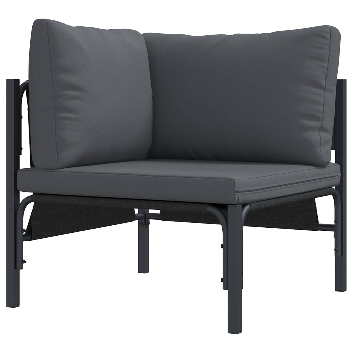 Garden Sofa Set With Cushion 8 Pcs Black Steel 2