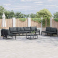 Garden Sofa Set With Cushion 9 Pcs Black Steel