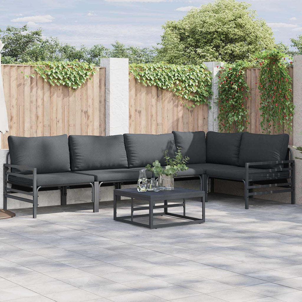 Garden Sofa Set With Cushion 5 Pcs Black Steel