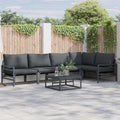 Garden Sofa Set With Cushion 5 Pcs Black Steel