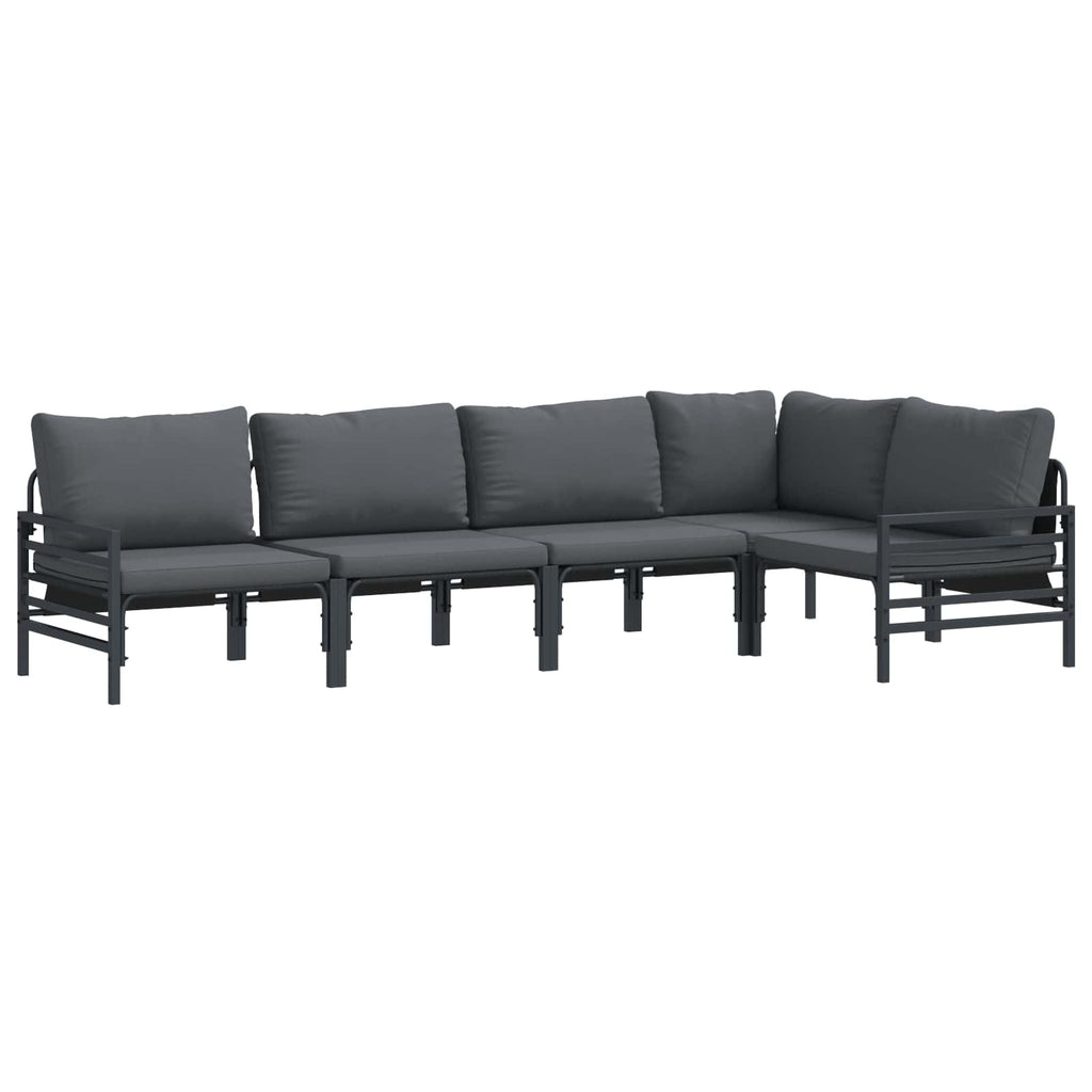 Garden Sofa Set With Cushion 5 Pcs Black Steel