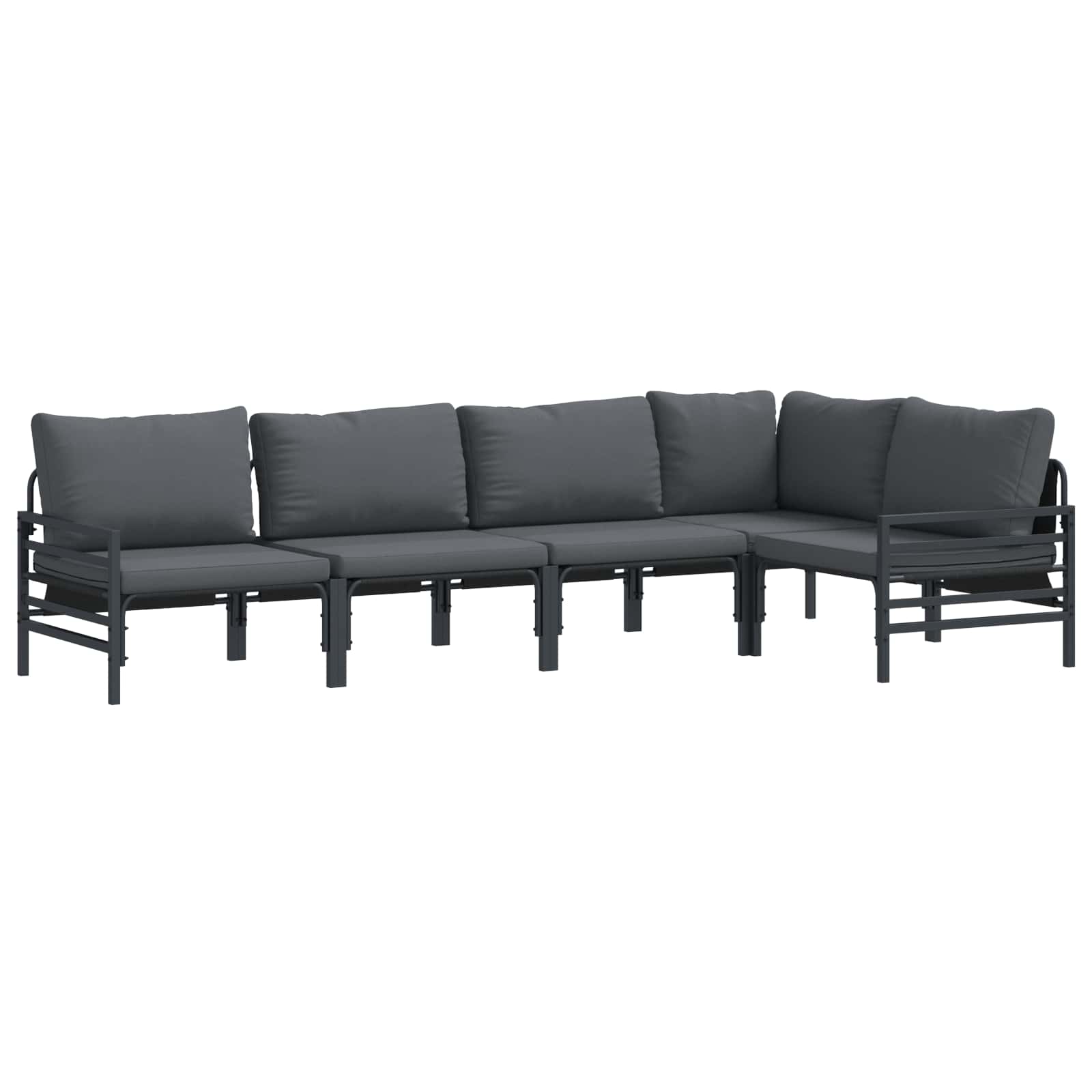 Garden Sofa Set With Cushion 5 Pcs Black Steel