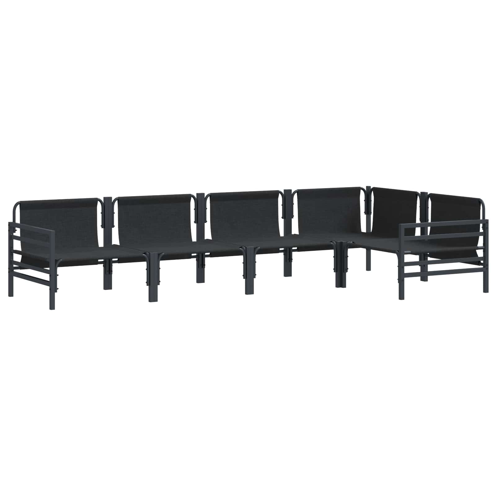 Garden Sofa Set With Cushion 5 Pcs Black Steel