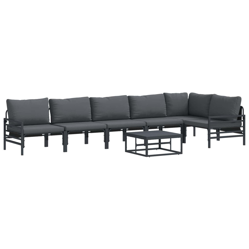 Garden Sofa Set With Cushion 7 Pcs Black Steel
