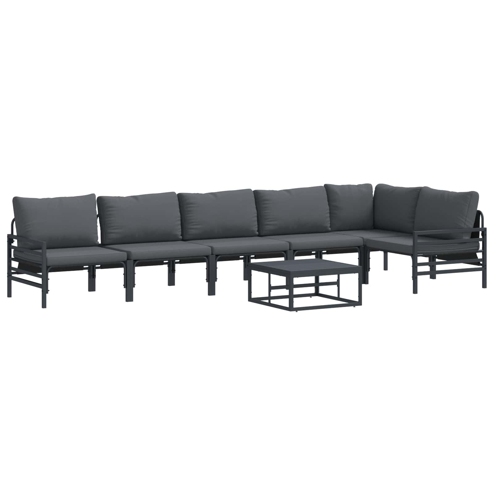 Garden Sofa Set With Cushion 7 Pcs Black Steel