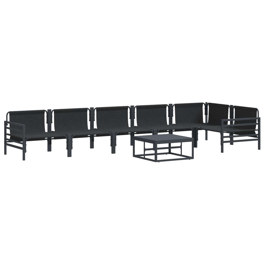Garden Sofa Set With Cushion 7 Pcs Black Steel