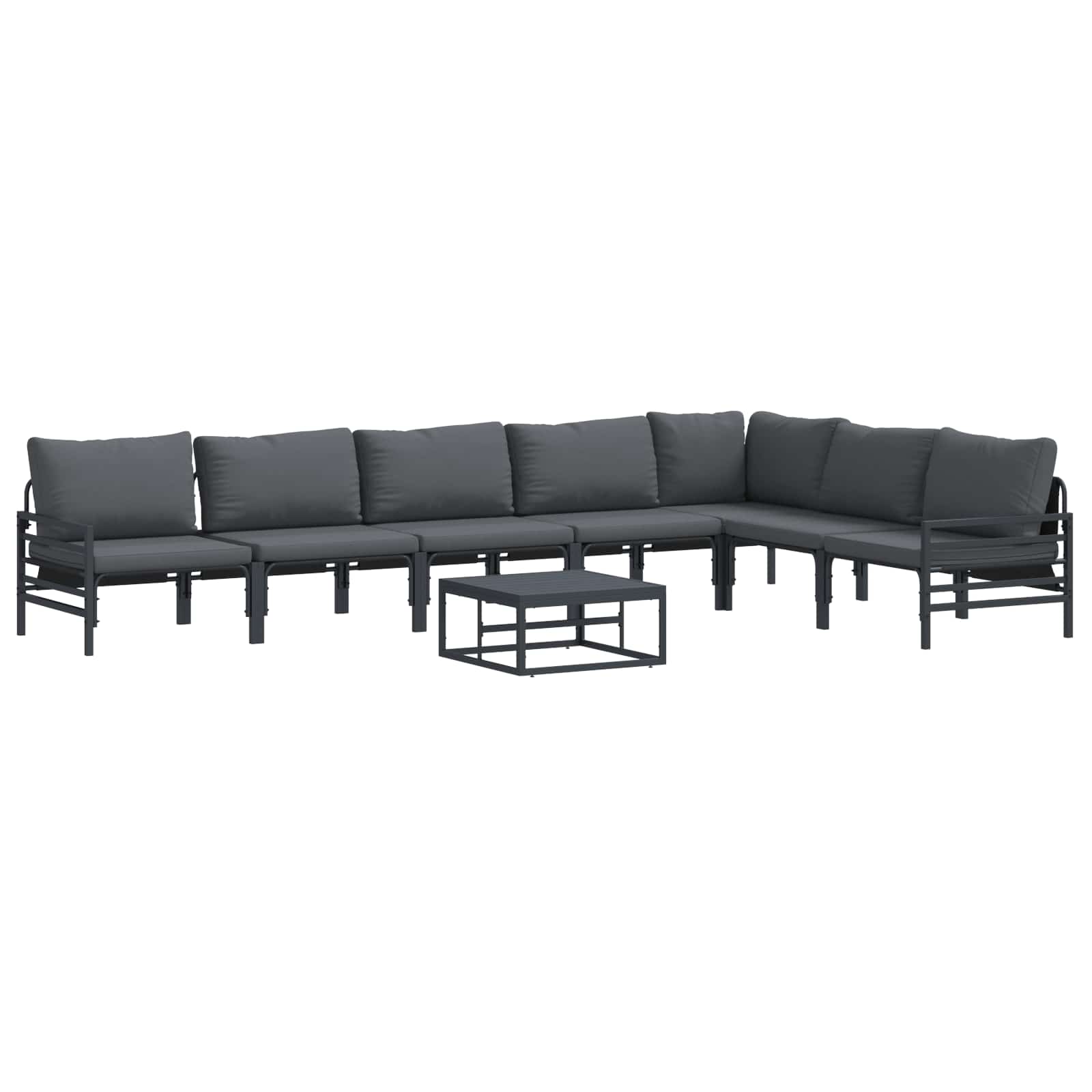 Garden Sofa Set With Cushion 8 Pcs Black Steel