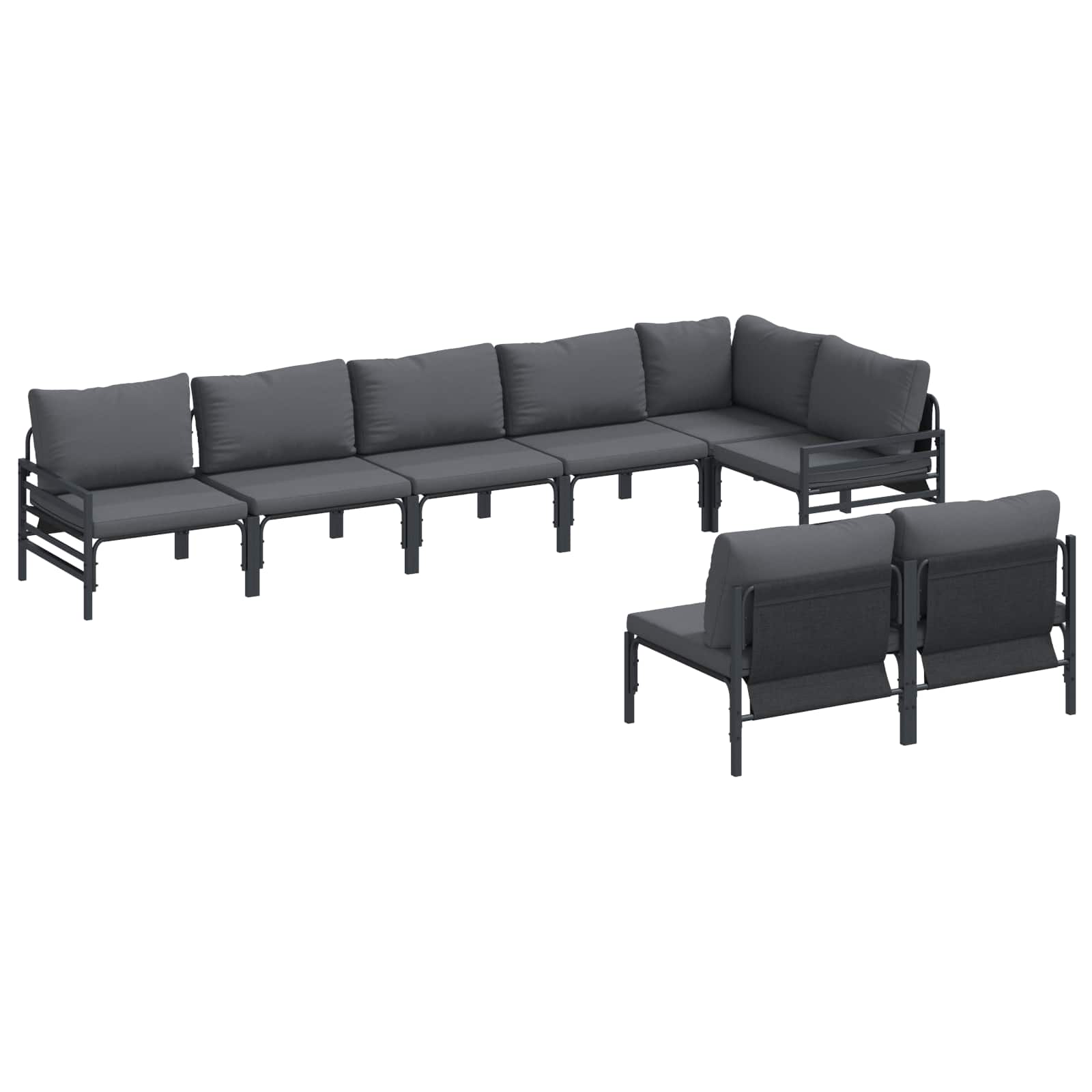 Garden Sofa Set With Cushion 8 Pcs Black Steel