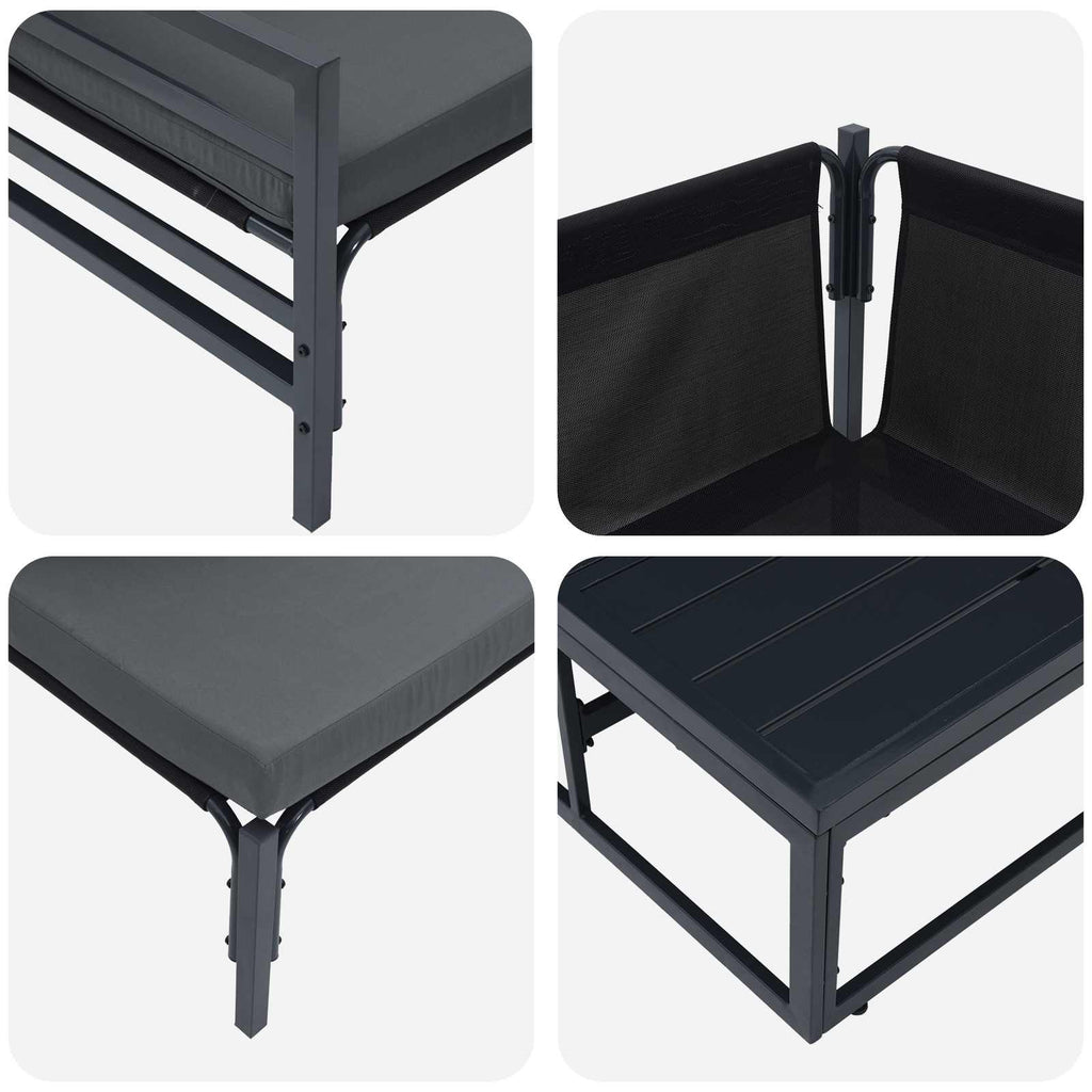 Garden Sofa Set With Cushion 10 Pcs Black Steel