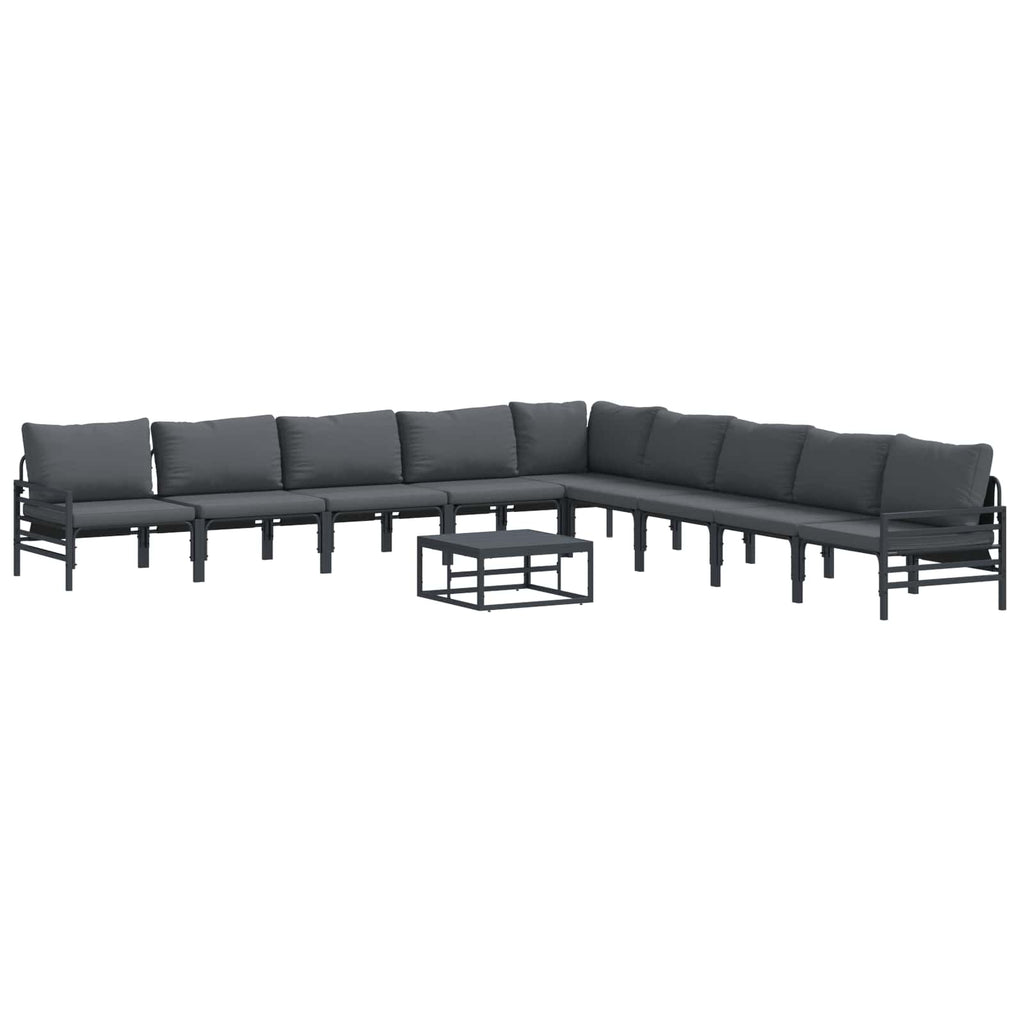 Garden Sofa Set With Cushion 10 Pcs Black Steel