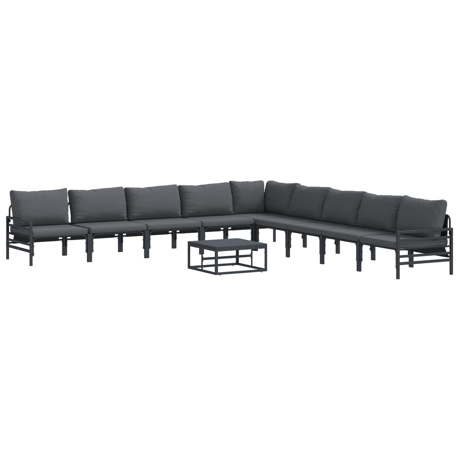 Garden Sofa Set With Cushion 10 Pcs Black Steel