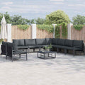 Garden Sofa Set With Cushion 9 Pcs Black Steel