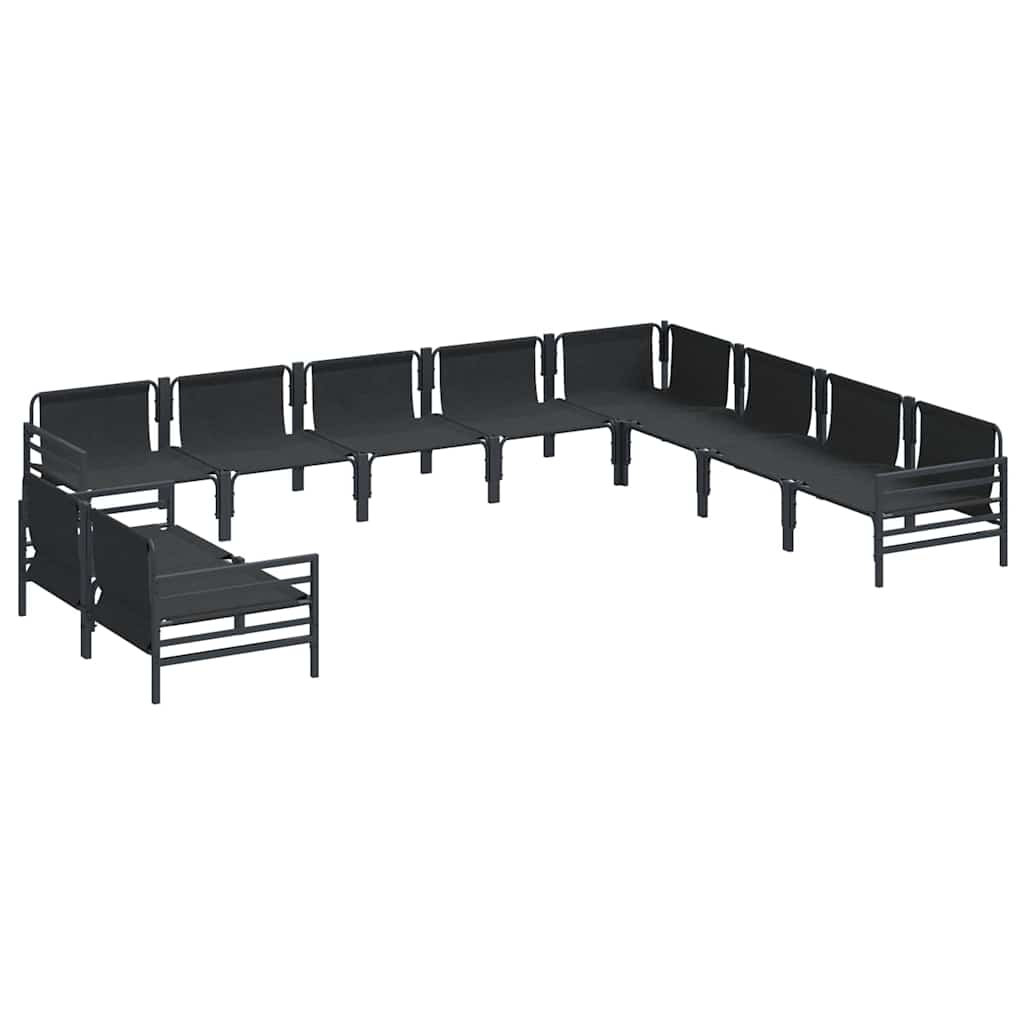 Garden Sofa Set With Cushion 10 Pcs Black Steel