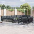 Outdoor Furniture Set Garden Sofa Cushion 9 Pcs Black Steel Weather Resistant