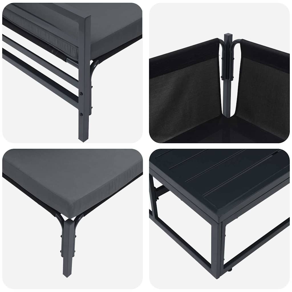 Outdoor Furniture Set Garden Sofa Cushion 9 Pcs Black Steel Weather Resistant
