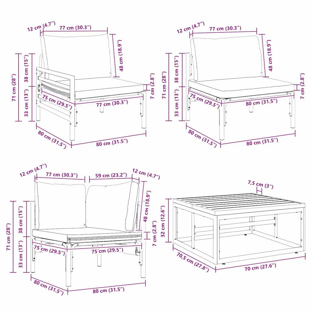 Garden Sofa Set With Cushion 9 Pcs Black Steel