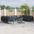 Garden Sofa Set With Cushion 9 Pcs Black Steel