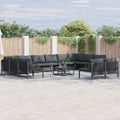 Garden Sofa Set With Cushion 13 Pcs Black Steel