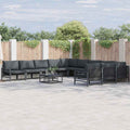 Garden Sofa Set With Cushion 11 Pcs Black Steel