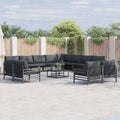 Garden Sofa Set With Cushion 12 Pcs Black Steel