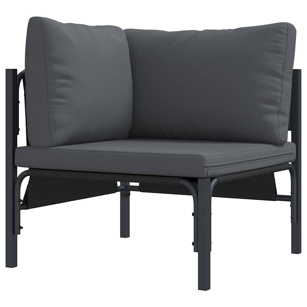 Outdoor Furniture Set Garden Sofa Cushion 13 Pcs Black Steel Powder-Coated Witho