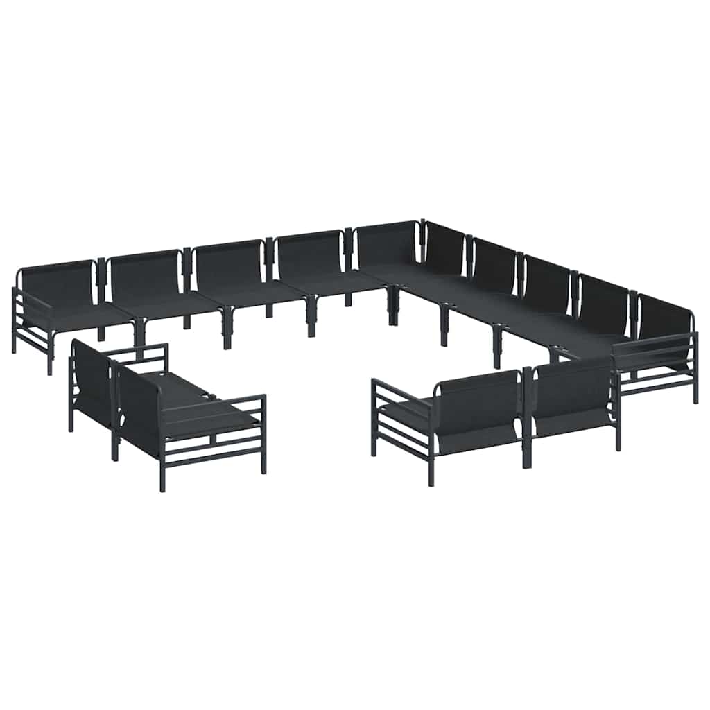 Outdoor Furniture Set Garden Sofa Cushion 13 Pcs Black Steel Powder-Coated Witho