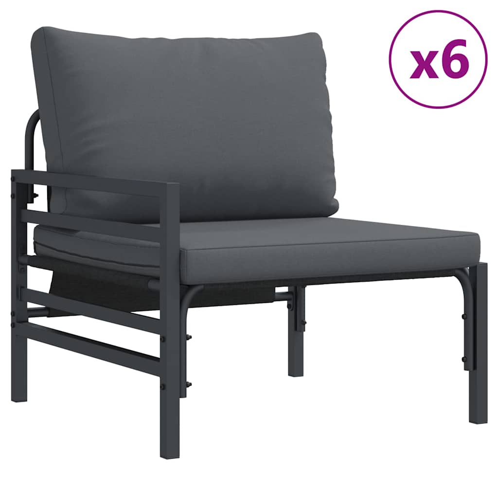 Outdoor Furniture Set Garden Sofa Cushion 13 Pcs Black Steel Powder-Coated Witho