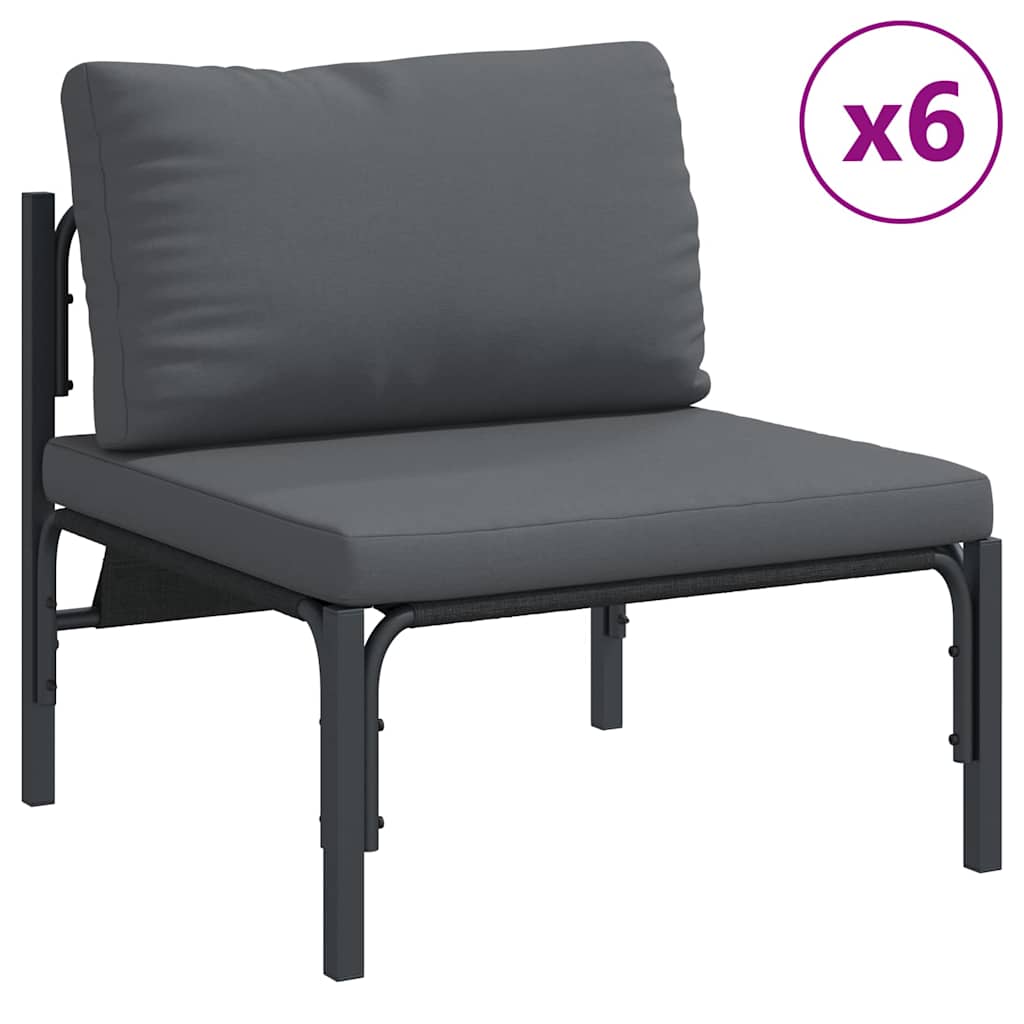 Outdoor Furniture Set Garden Sofa Cushion 13 Pcs Black Steel Powder-Coated Witho