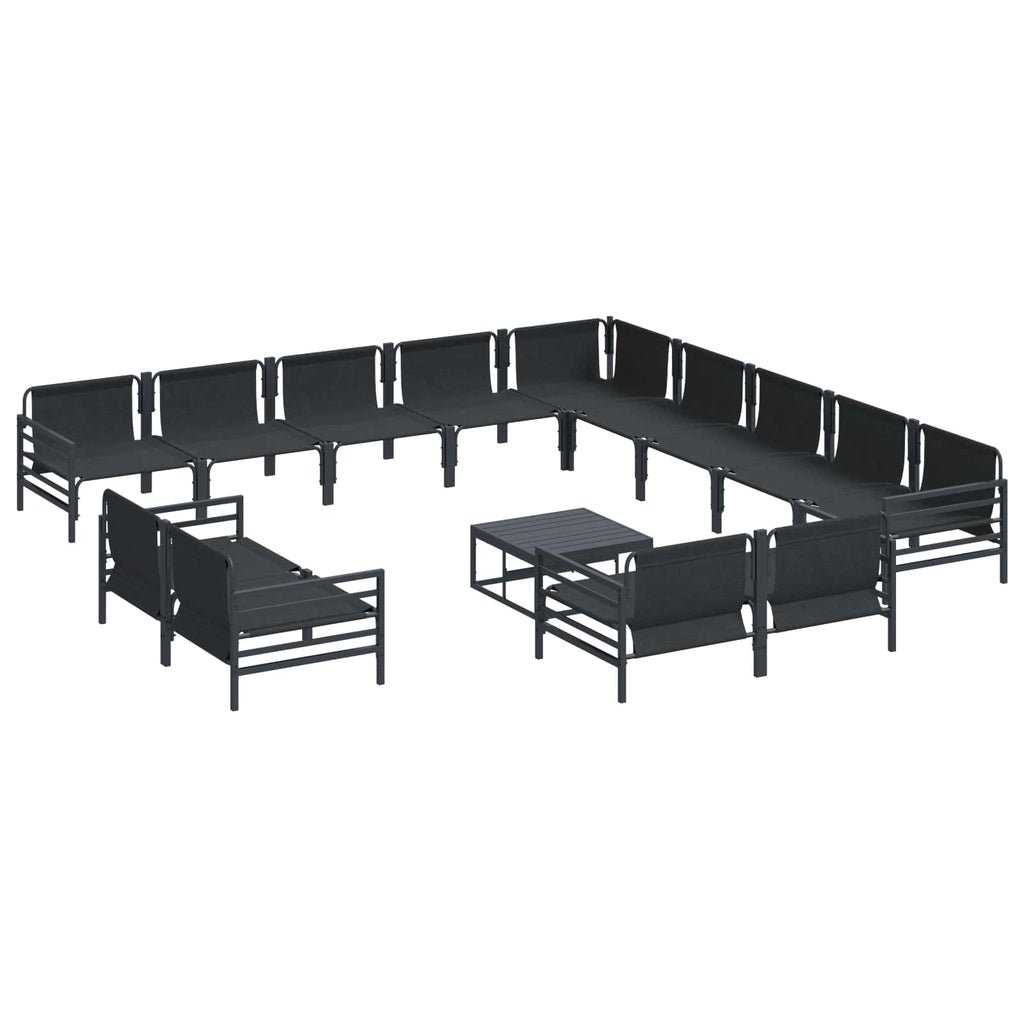 Outdoor Furniture Set Garden Sofa Cushion 13 Pcs Black Steel Powder-Coated Witho