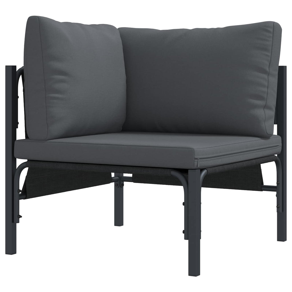 Outdoor Furniture Set Garden Sofa Cushion 13 Pcs Black Steel Powder-Coated Witho