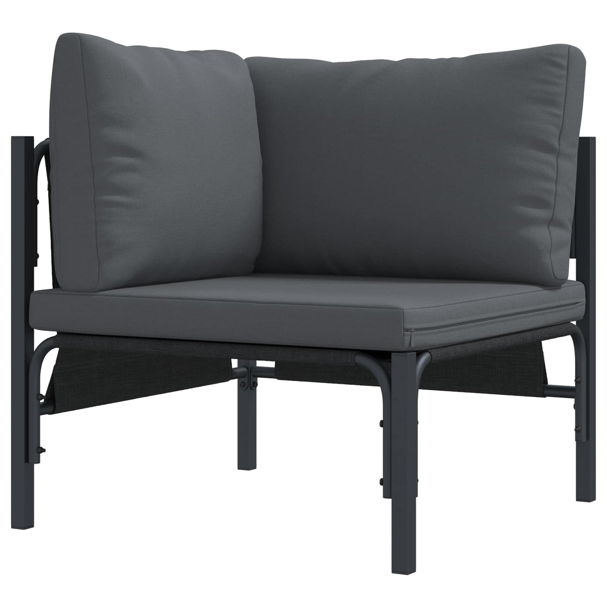 Outdoor Furniture Set Garden Sofa Cushion 13 Pcs Black Steel Powder-Coated Witho
