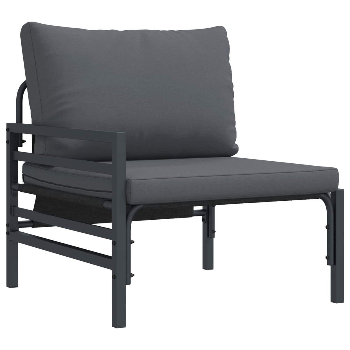 Outdoor Furniture Set Garden Sofa Cushion 13 Pcs Black Steel Powder-Coated Witho