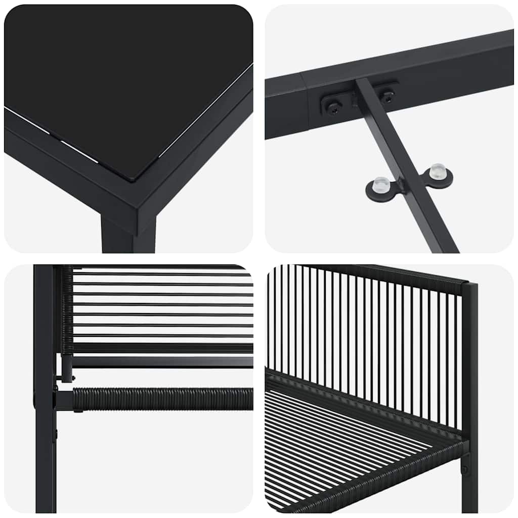 Outdoor Furniture Set Garden Dining 5 Pcs Black Powder-Coated Steel
