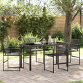 Outdoor Furniture Set Garden Dining 5 Pcs Black Powder-Coated Steel