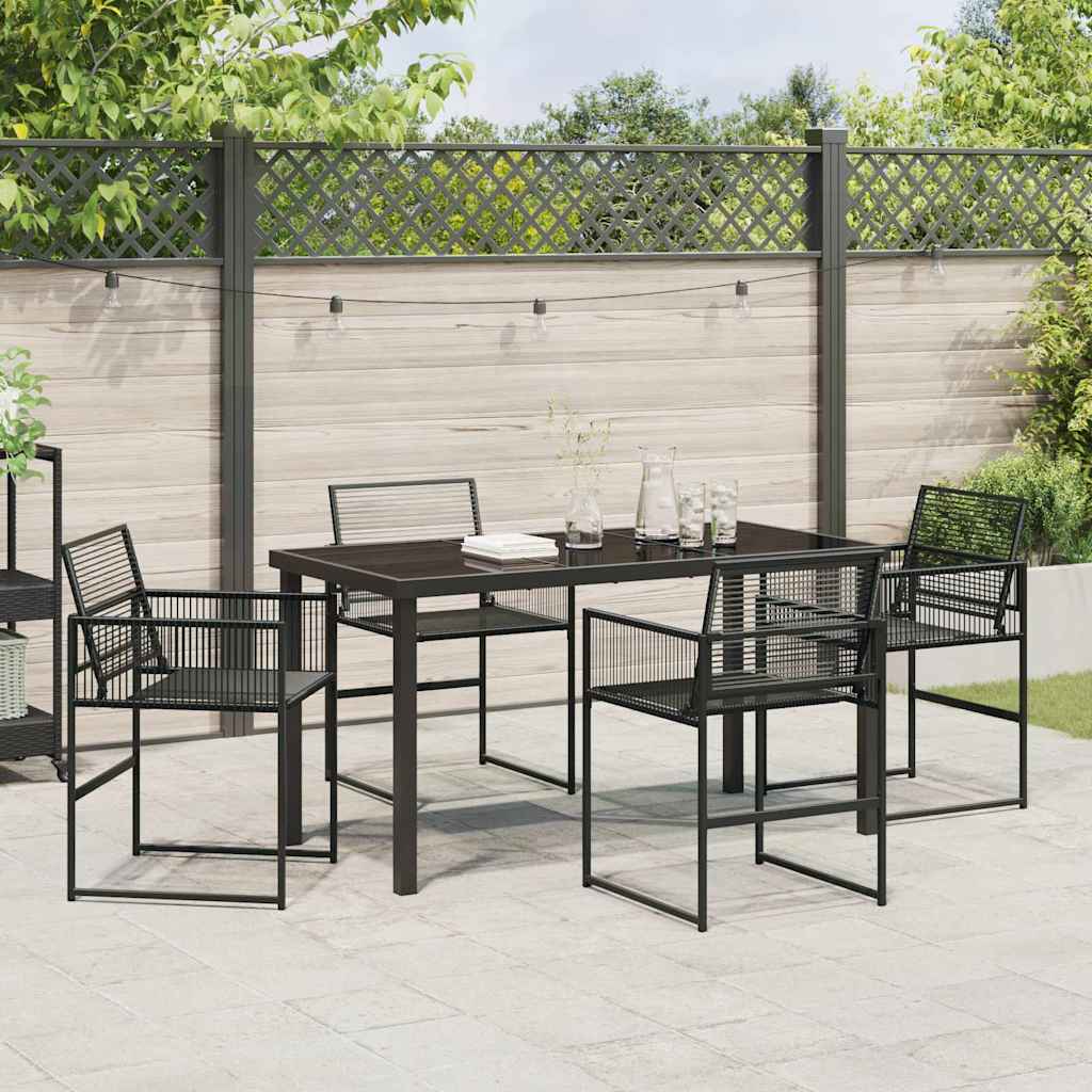 Outdoor Furniture Set Garden Dining 5 Pcs Black Powder-Coated Steel